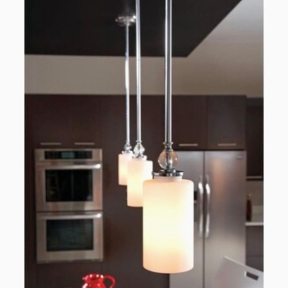 Englehorn Collection by Sea Gull Lighting Pendants Chrome and Etched Glass - Picture 2 of 8